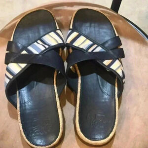 Timberland Blue Leather and Manmade Outer Criss Cross Flip Flop Sandals-Size 7.5